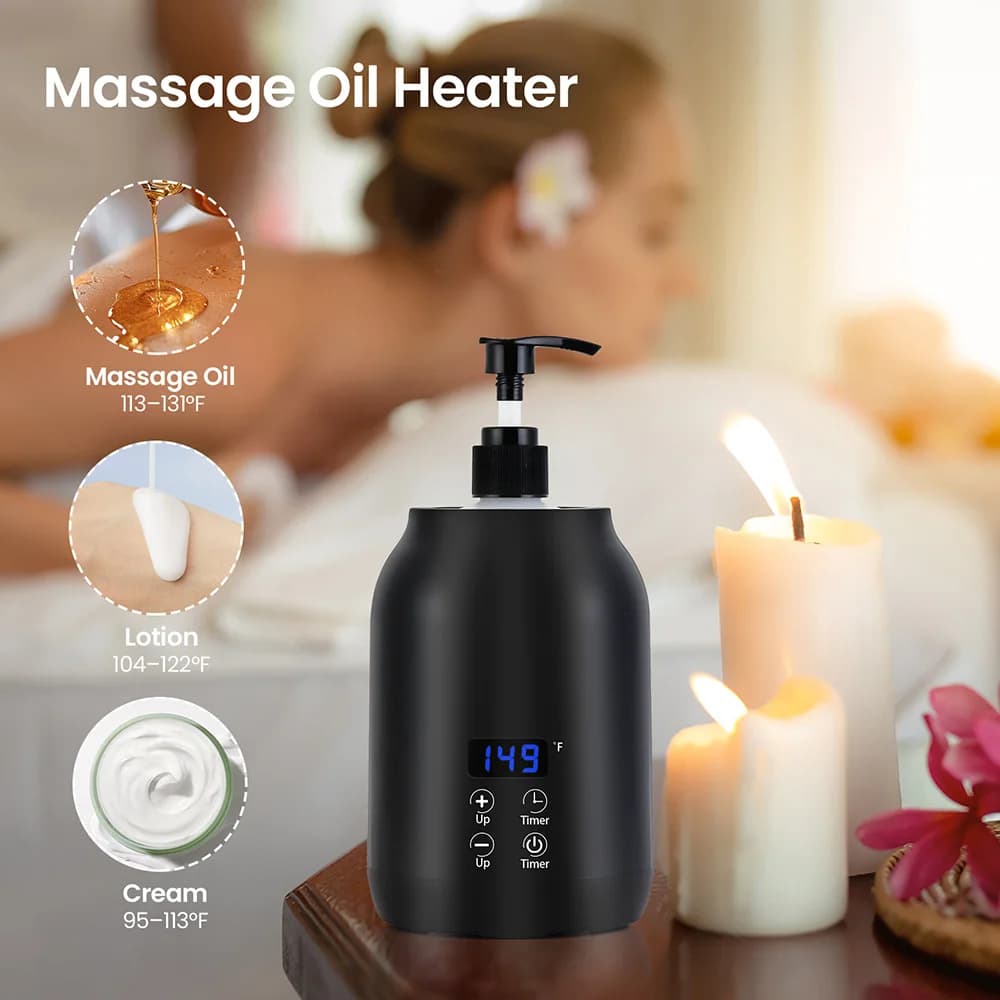 Chauffe-huile essentielle affichage LED réglage de la température chauffe-bouteille d'huile de Massage unique chauffe-huile de Massage