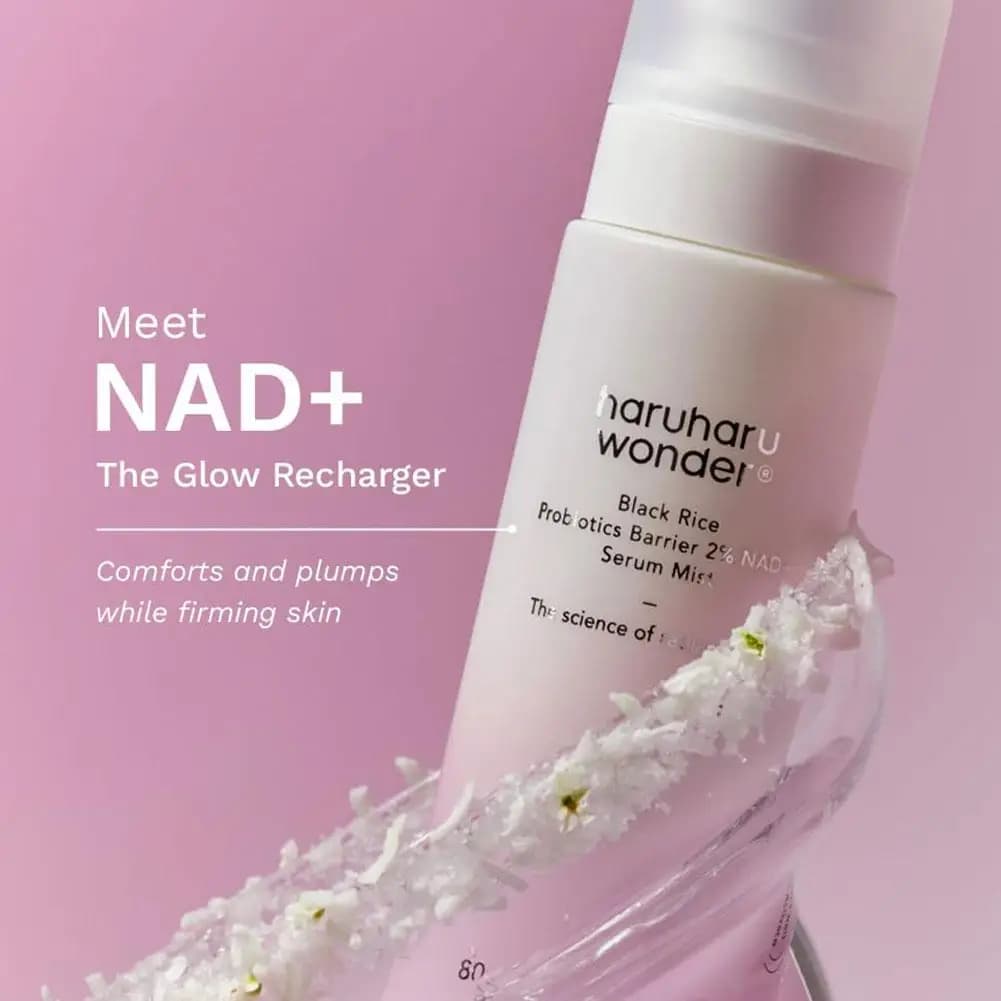 Spray hydratant fortifiant et apaisant 80 ml, essence pour renforcer la barrière cutanée, Haruharu Wonder Black Rice Probiotics Barrier 2% NAD+ Serum Mist