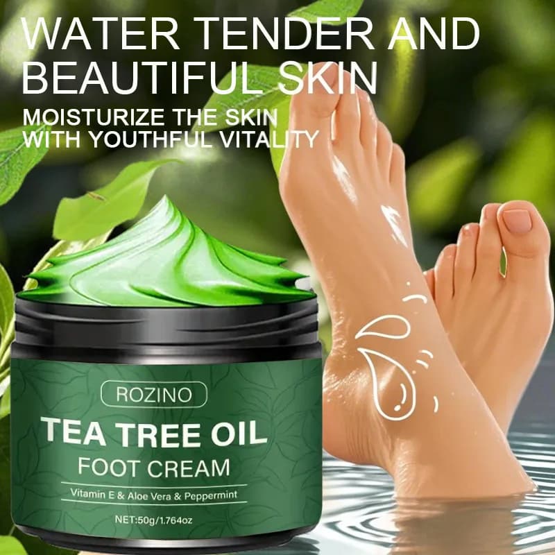 Crème pour les pieds à l'huile d'arbre à thé, ingrédients naturels, sans alcool, avec miel d'aloe vera, hydratation profonde pour les Types secs, 1/2 pièces