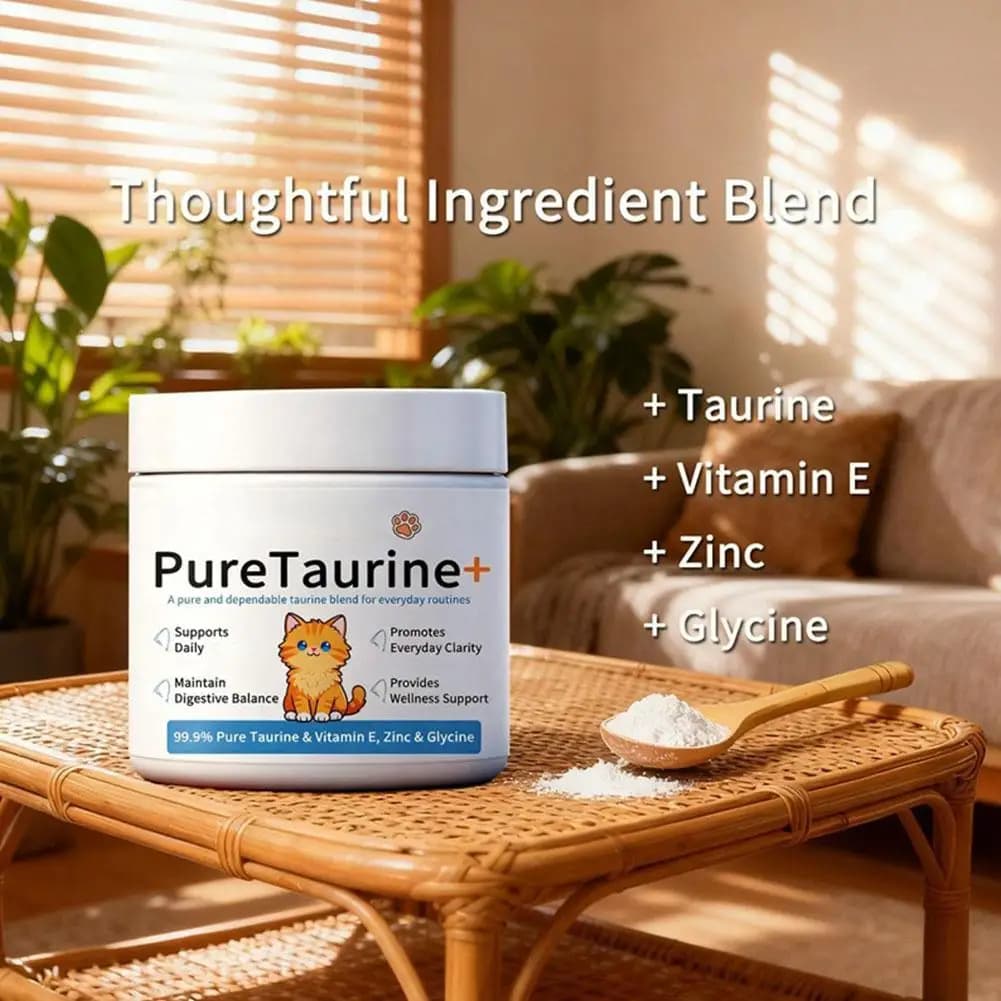 Complément alimentaire en poudre de taurine pour chats, 200 g, riche en taurine pure à 99,9 % pour aider à améliorer la santé des chats et favoriser l'équilibre digestif