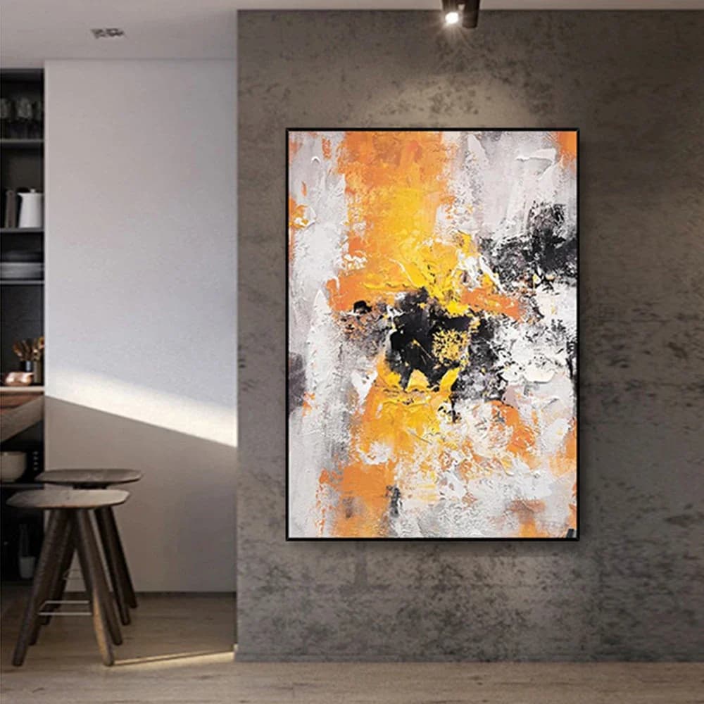 Peinture à l'huile abstraite sur toile faite à la main, art mural moderne, grande taille, décoration de salon de coutumes, rapBergame