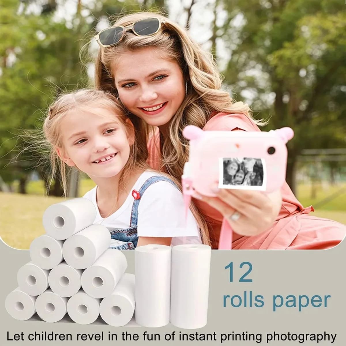 Recharge d'appareil photo instantané pour enfants, 12 rouleaux, Film en papier d'impression, impression thermique sans noyau pour caisse enregistreuse Portable de 57mm, imprimante Mobile