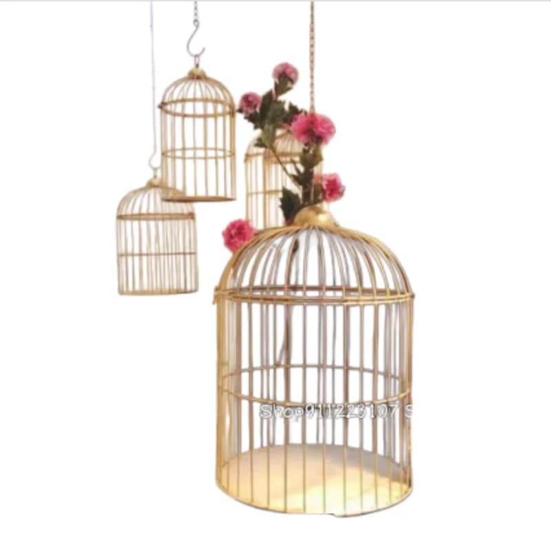 Support à fleurs en forme de cage à oiseaux rétro européenne en fer