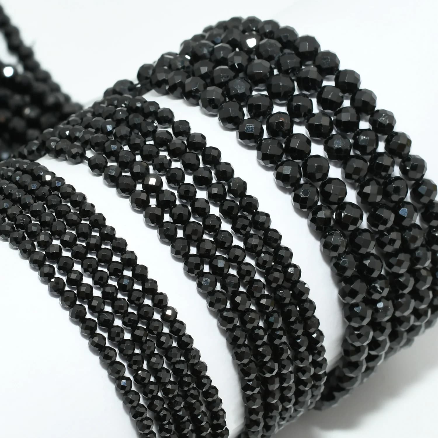Tourmaline noire naturelle à facettes, perles rondes adt, 2mm,3mm,4mm