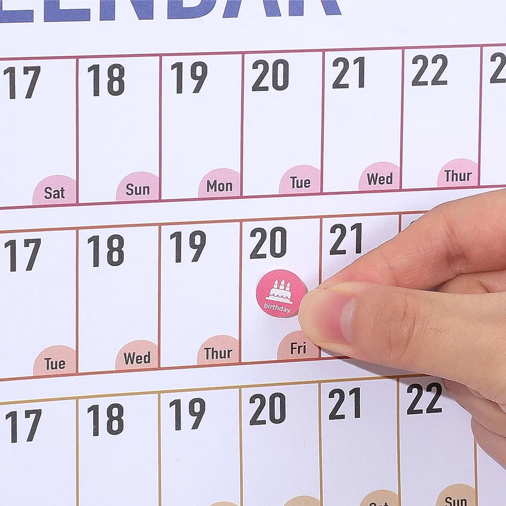 Calendrier mural en papier coloré 2026 avec autocollants