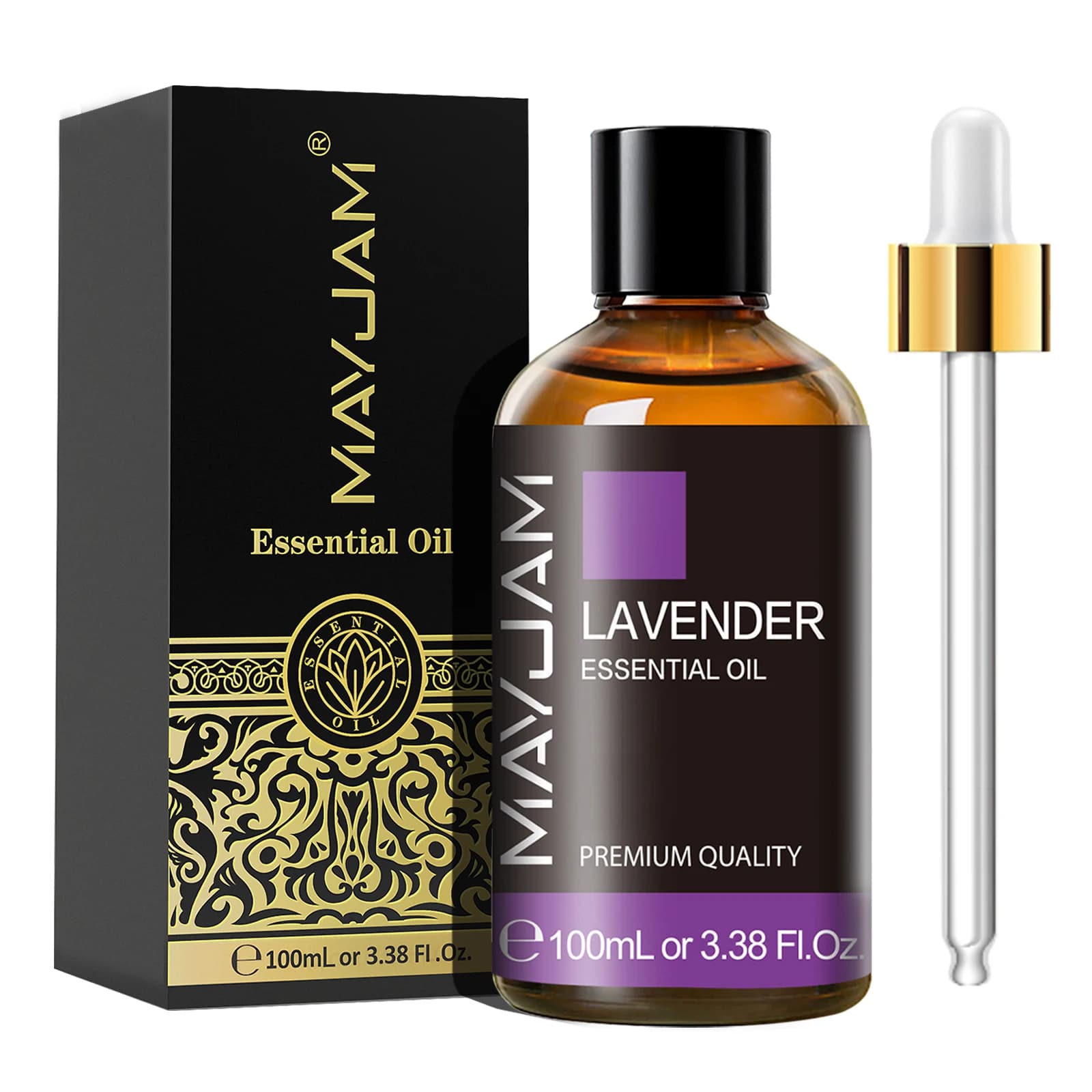 MAYJAM-Huile essentielle pure avec compte-gouttes en verre, huile aromatique pour aromathérapie, Lavande,eucalyptus, romarin, vanille, 100ml
