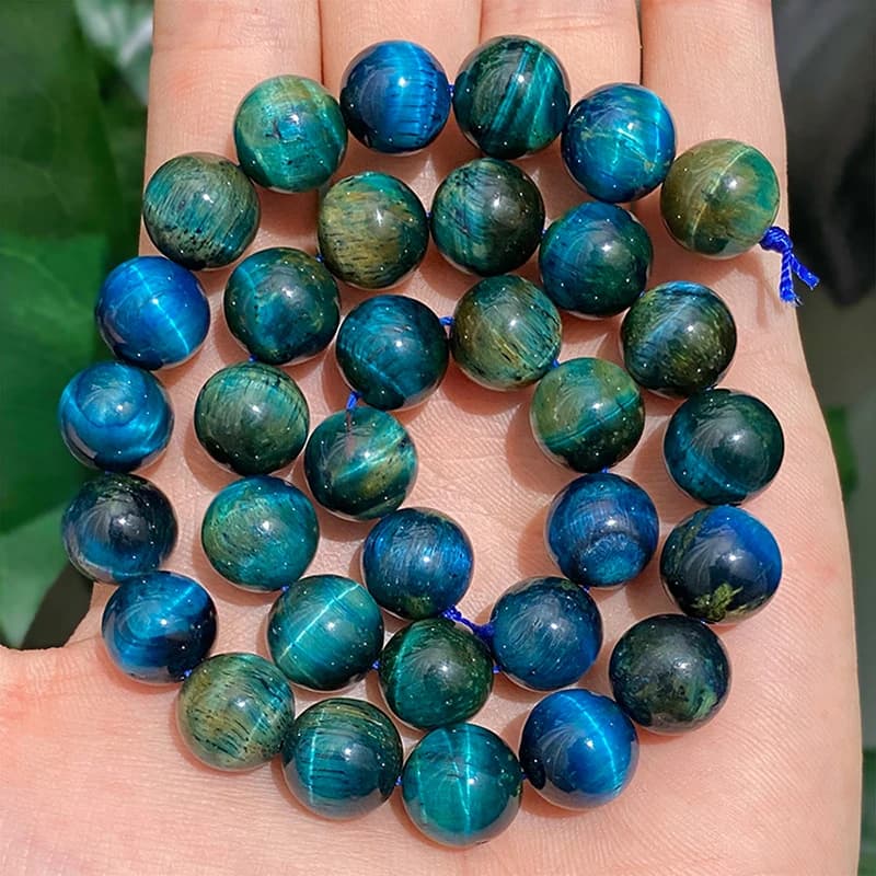 Perles en pierre naturelle œil de tigre bleu