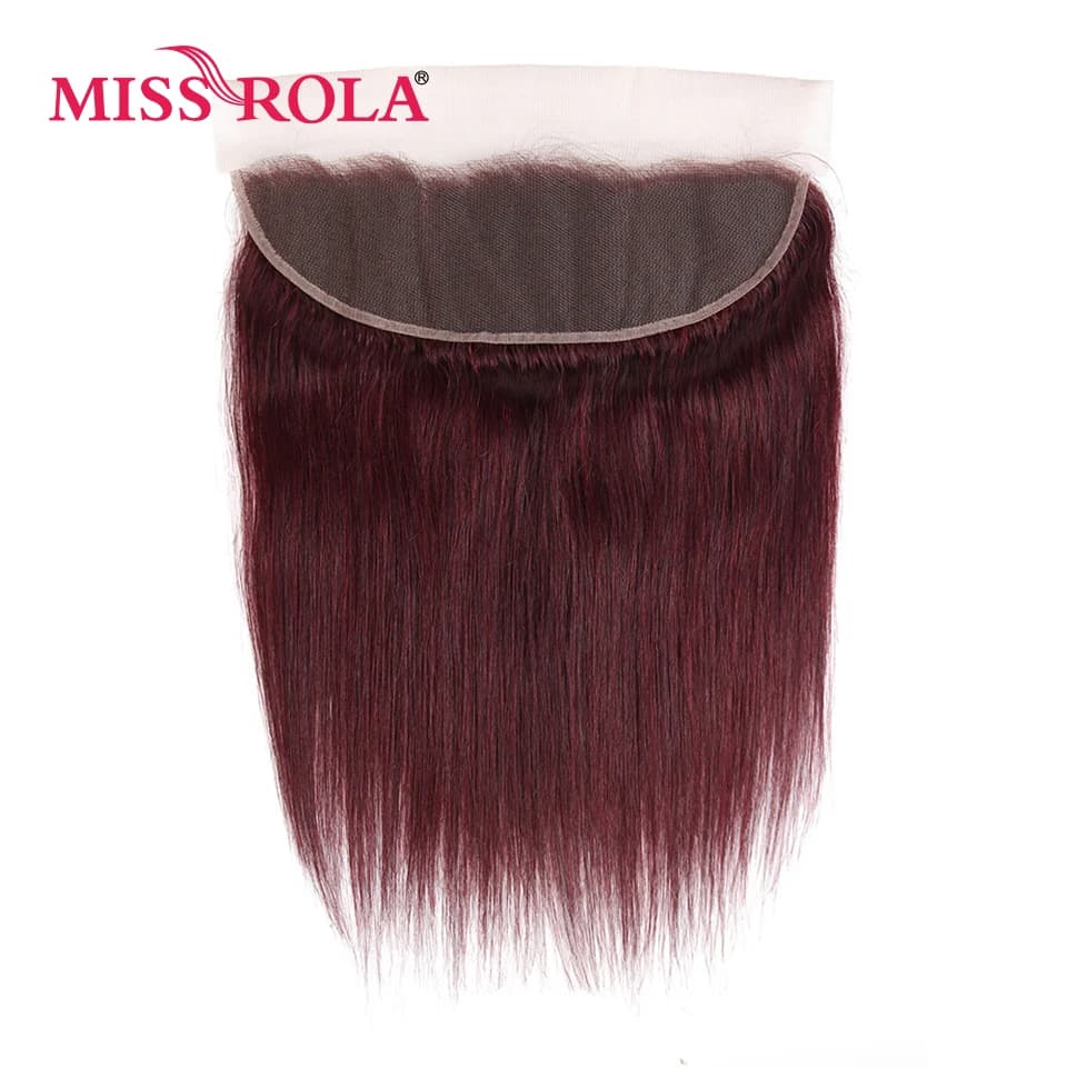 Miss Rola 13x4 Lace Frontal Closure Cheveux Humains Brésiliens Remy Lisses de l'oreille à l'oreille Couleur Ombrée avec Baby Hair