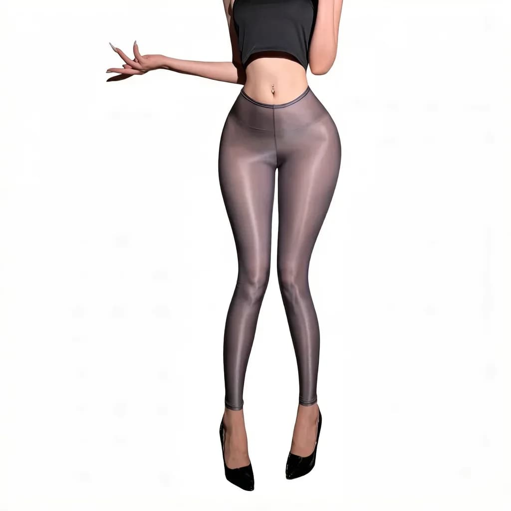 Pantalon fin pour femme, transparent, effet brillant, leggings moulants, pantalon crayon, élastique, lisse, amincissant, pantalon 7/8, collants de femme de chambre, grande taille