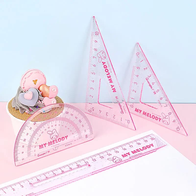 Sanrio véritable ensemble de règles dessin animé Kuromi ma mélodie cannelle pochacco fournitures scolaires mignon anime étudiant règle de protection des yeux
