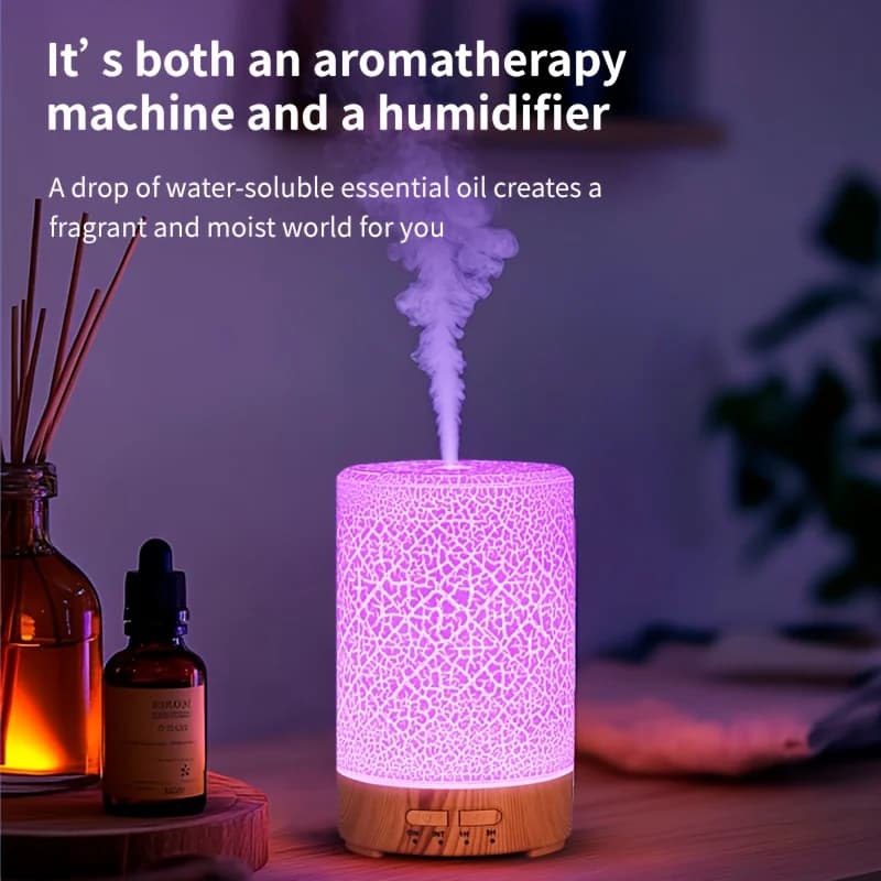 Diffuseur d'huiles essentielles USB, avec effet ambiant 7 couleurs, minuterie, diffuseur d'aromathérapie, pour chambres, bureaux, yoga, humidificateur d'air