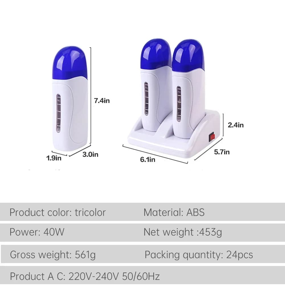 Double chauffe-cire électrique épilateur cartouche rouleau de cire Base rouleau sur épilation rechargeable Machine chauffage épilatoire