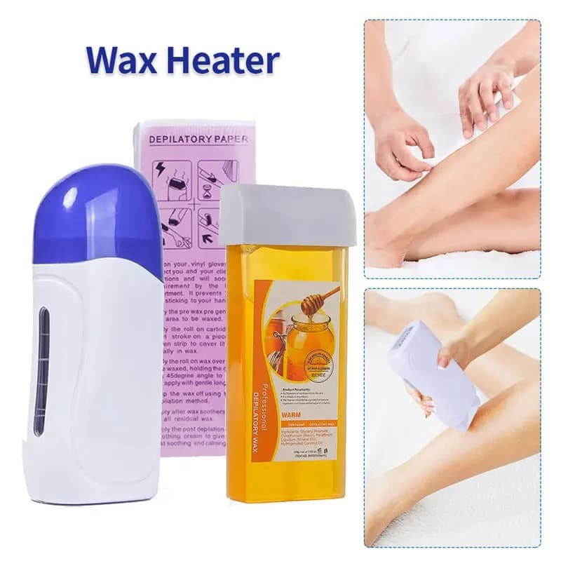 Machine à rouleau dépilatoire portable, ensemble de chauffage d'avertissement, crème d'épilation, chauffe-épilation, rouleau chauffant d'avertissement, épilateur à rouleau