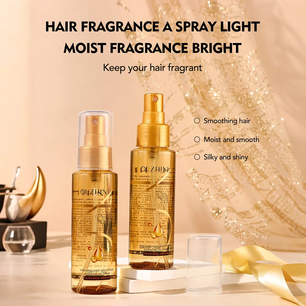 Spray d'huile essentielle parfumée pour les soins capillaires, après-shampoing parfumé, huile essentielle lissante pour les soins capillaires pour prévenir les frisottis, hydratante et nourrissante, s