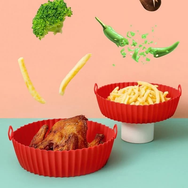 Doublures en silicone pour friteuse à air, pot en silicone, doublures réutilisables pour friteuse à air, sans danger pour les aliments, antiadhésif, accessoires de panier