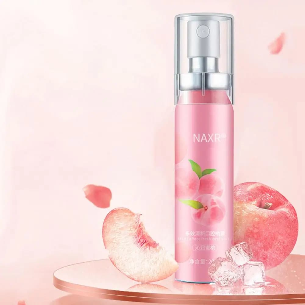 Spray probiotique pour haleine fraîche, éliminateur de mauvaise haleine orale à action rapide pour adultes, saveur de menthe et de pêche longue durée, haleine naturelle