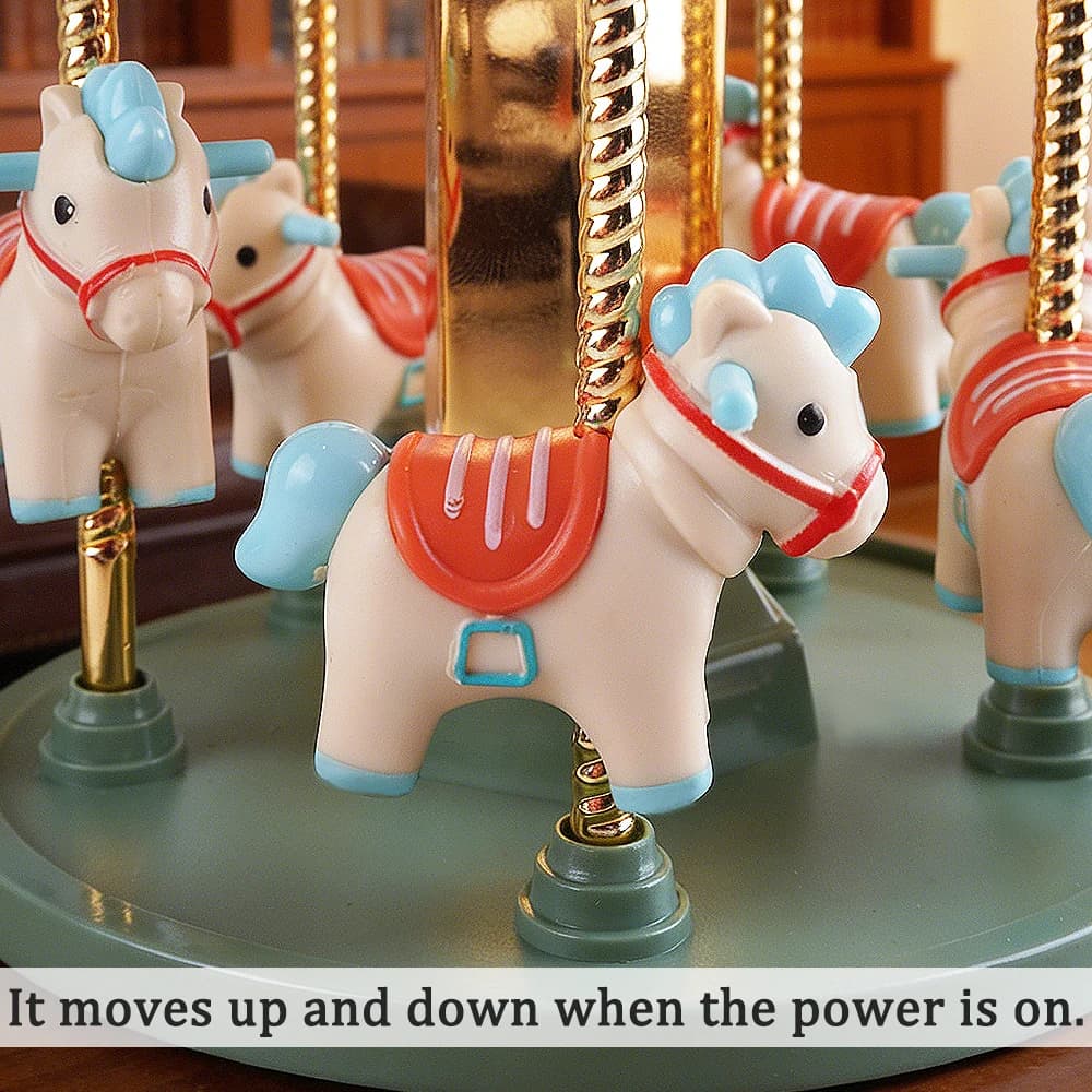 Boîte à musique carrousel avec lumière LED rotative
