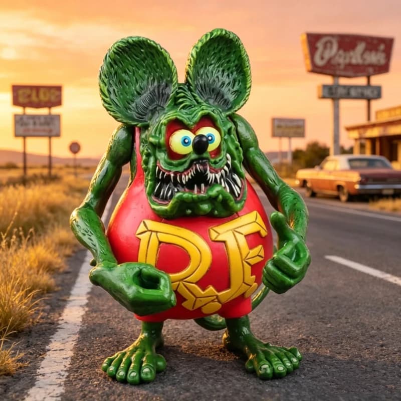 Figurine d'action Rat Fink en PVC, modèle de collection, jouet rétro Crazy Mouse Ed Roth, décoration style Hot Rod, cadeau pour les fans