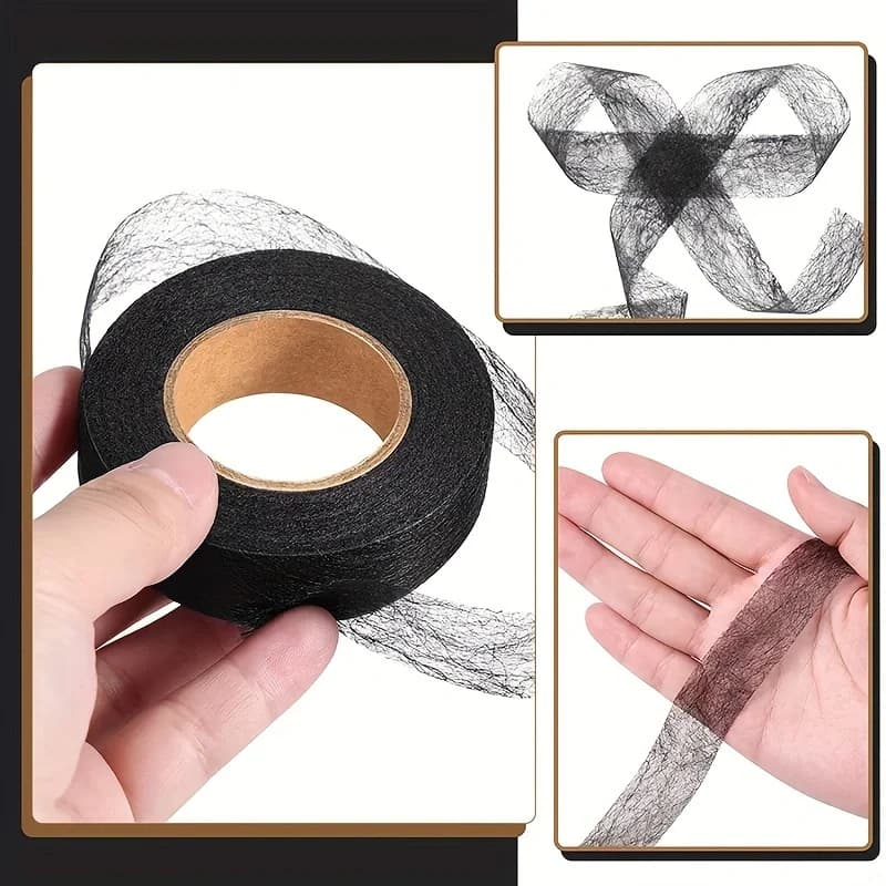 Rouleau de tissu adhésif Double face noir et blanc, 2 rouleaux, pour vêtements, fer sur ourlet, ruban d'entretien, bricolage, couture, Patchwork, accessoires