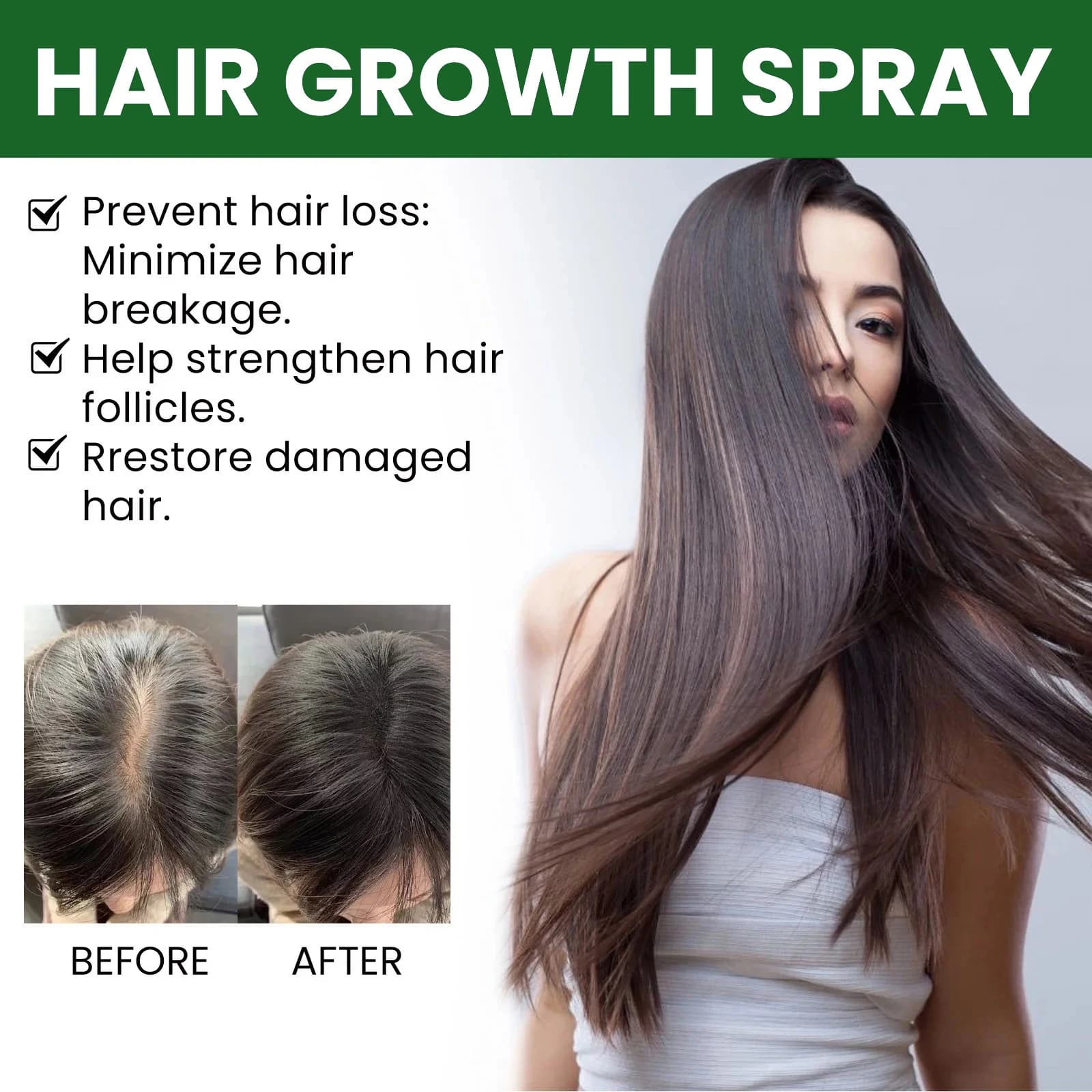 Spray Capillaire au Gingembre : Favorise la Croissance, Anti-Chute, Améliore les Cheveux Fins, Secs et Cassants, Nourrit les Racines et le Cuir Chevelu, Traitement Réparateur pour la Repousse des Chev