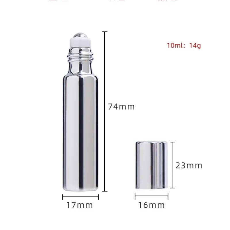 Bouteille rechargeable à rouleau métallique de 5/10ML, huiles essentielles, bouteilles de parfum en verre à rouler, conteneur de cosmétiques, lotion, vaporisateur atomiseur