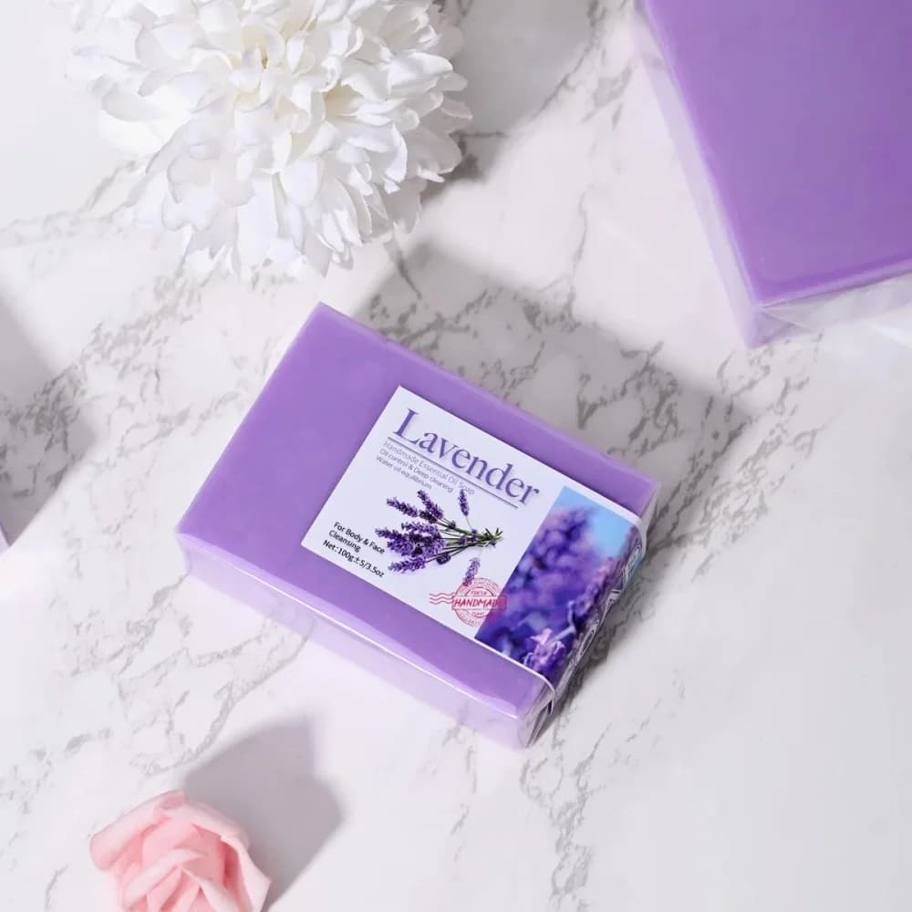 Savon à l'huile essentielle de lavande biologique naturel, fait à la main pour le corps et le visage, nettoyage en profondeur, rafraîchissant, contrôle de l'huile, savon de bain, 1 pièce