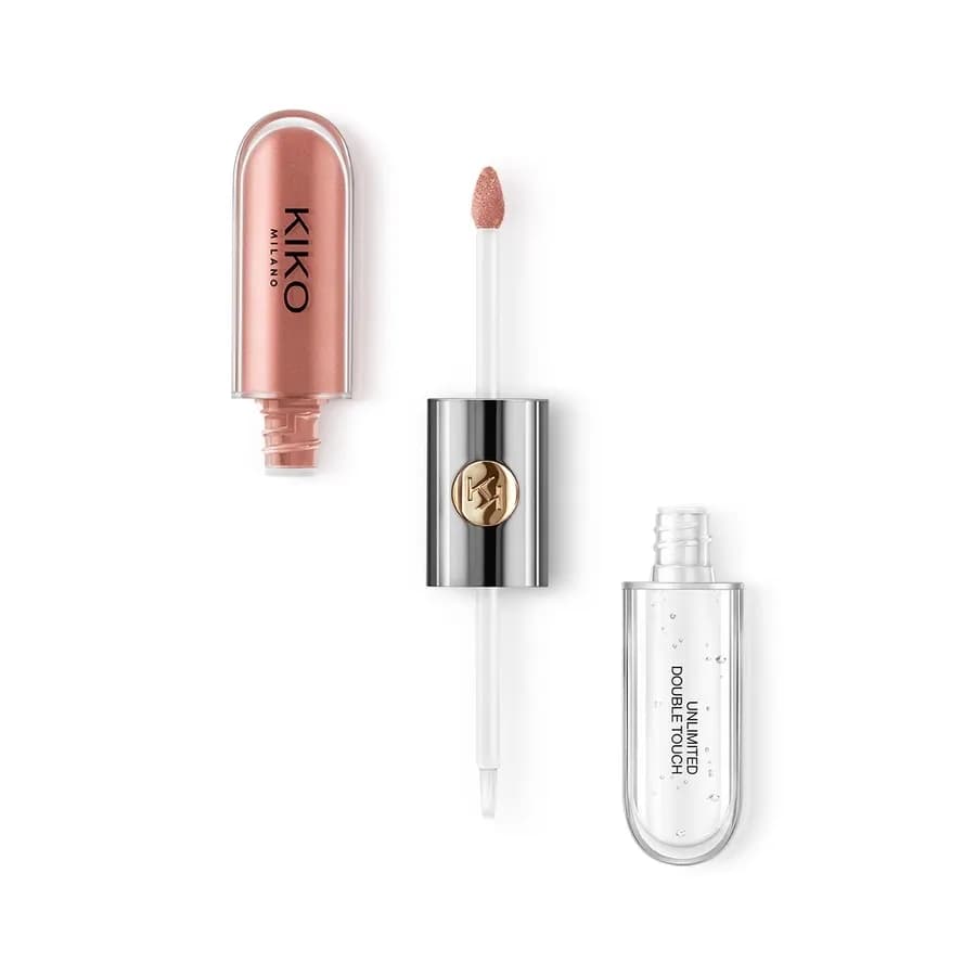 Nouveau Rouge à Lèvres Double Embout Kiko, Gloss Transparent Effet Miroir, Huile à Lèvres Longue Tenue, Gloss Riche et Sexy, Teinte Thé au Lait, Maquillage Naturel