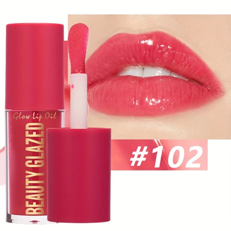BEAUTY GLAZED 4 couleurs huile à lèvres hydratante brillant à lèvres huile lumineuse brillant à lèvres liquide brillant à lèvres, rehausseur de lèvres naturel