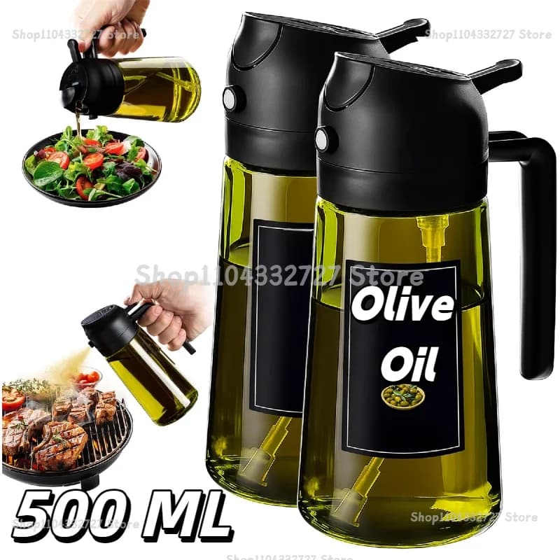 Distributeur d'huile d'olive en plastique pour accessoires de cuisine, accessoires pour friteuse à air, pulvérisateur d'huile d'olive, anti-reflet vert foncé