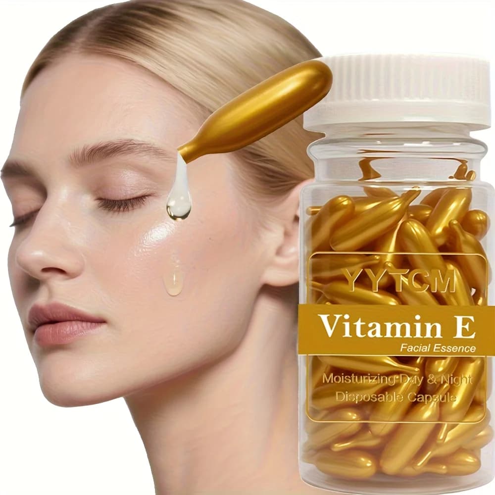 Capsules de sérum à la vitamine E, capsules d'essence à usage unique, hydratantes et nourrissantes pour la peau du visage, 90 capsules/flacon - 1 flacon