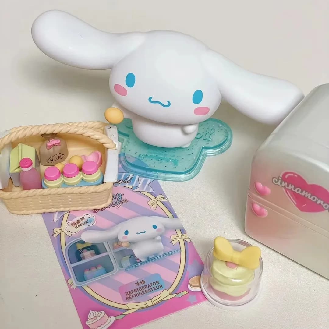 Cinnamoroll Blind Box Série Cabane de Cuisine, Ornement Artisanal de Collection, Cadeau Tendance pour un Jouet Mignon et Surprise