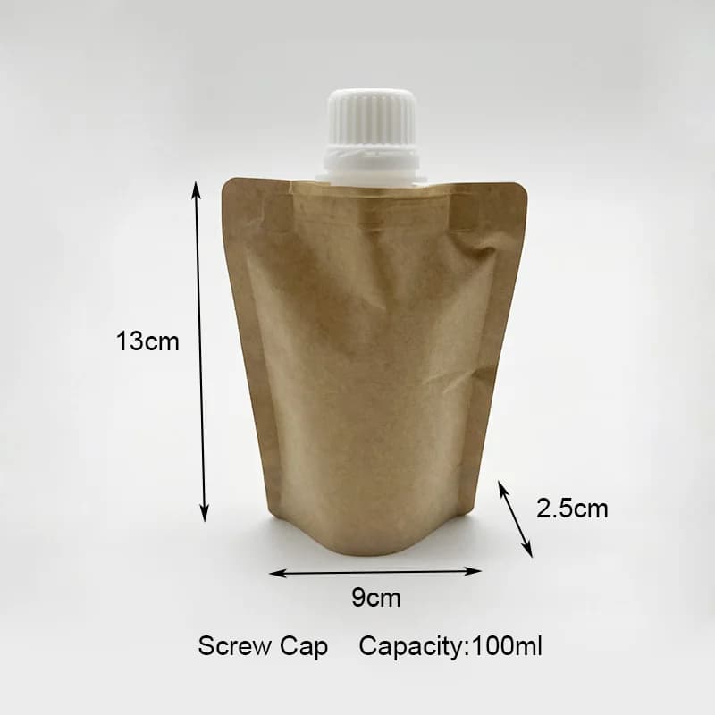 Pochette à bec en papier Kraft 50ml 100ml, 50 pièces, pour boissons liquides, sac d'emballage jetable, Sachet d'échantillon de maquillage cosmétique