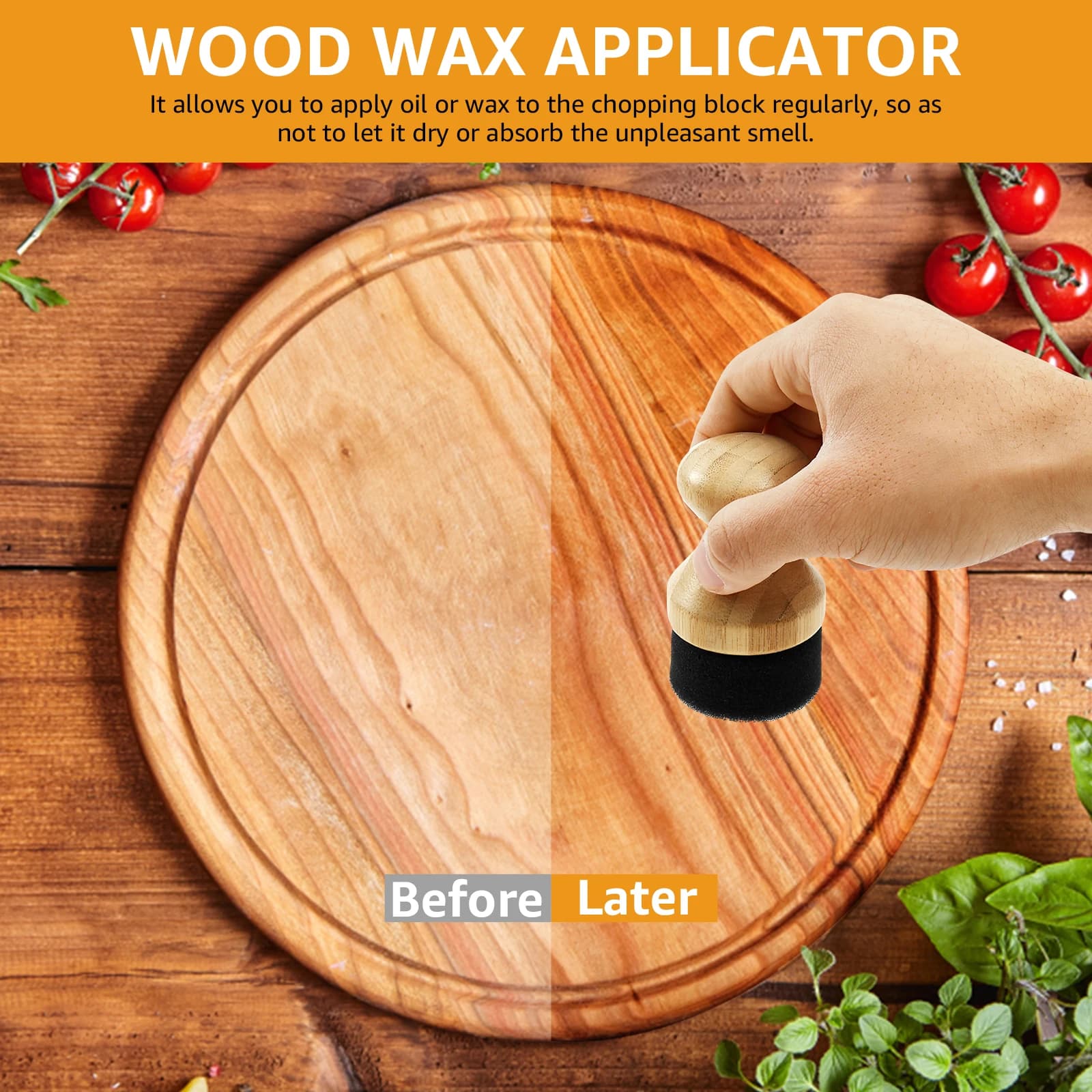 Planche à découper applicateur de cire d'huile avec couvercle et poignée ergonomique planche à découper en bois applicateur d'huile restaurer le bois outil de brillance naturelle