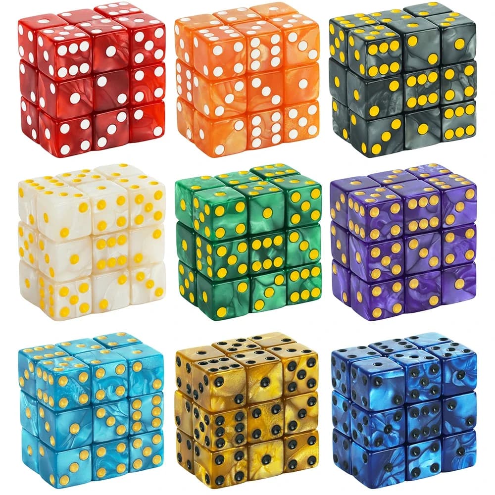 Jeu de dés à 6 faces 16mm marbre acrylique D6 jeu de dés pour DND