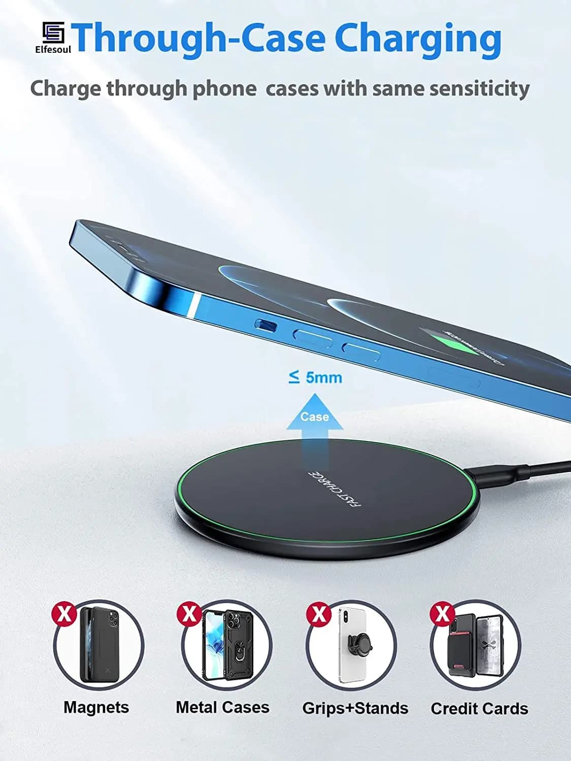 Chargeur sans fil 50W pour iPhone 14 15 16 17 Pro Xs Max Mini X Xr, support de charge rapide à induction pour Samsung S25 S26 S8 S9 S10 Note