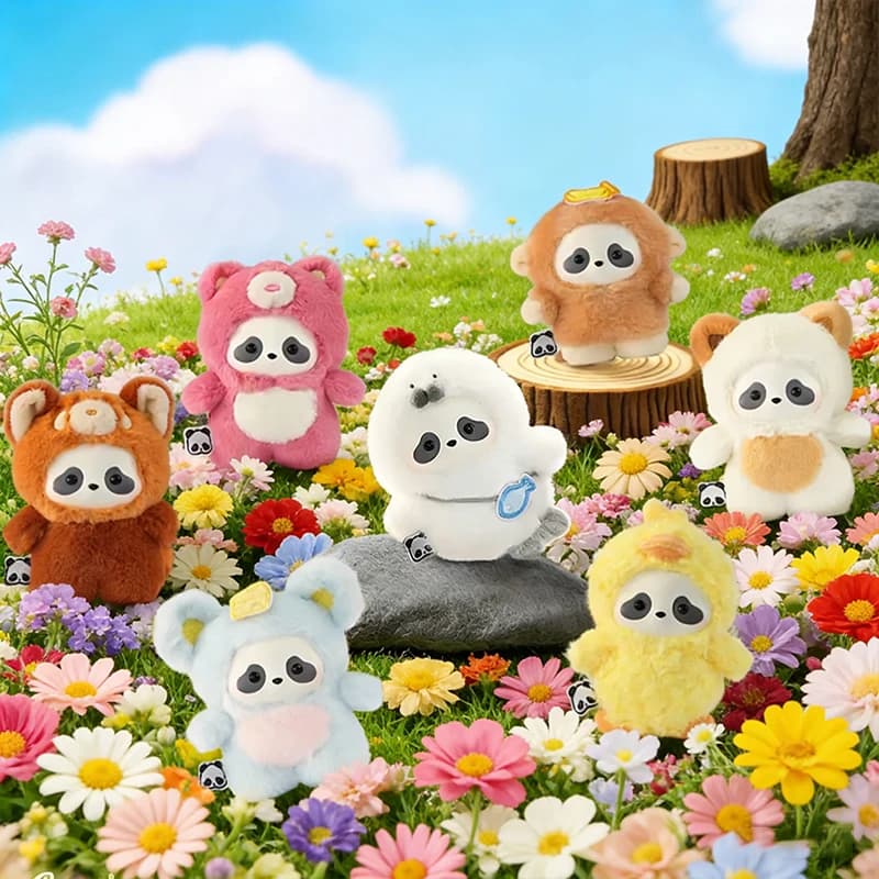 Panda Roll The Zoo In Hands Series Blind Box – Boîte Surprise en Vinyle Peluche Panda Mignon – Sac Surprise Animaux Kawaii – Pendentifs Décoratifs pour Sac – Jouets Blindbox