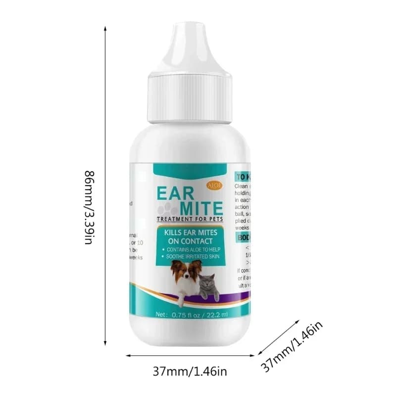 Huile d'acariens pour animaux de compagnie, traitement des acariens pour chiens et chats, nettoyeurs d'oreilles pour animaux de compagnie, huile d'acariens pour chats, canaux d'oreille pour animaux de