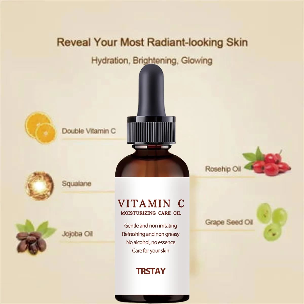 L'huile radiante de vitamine C contient différents extraits végétaux pour équilibrer le teint, hydrate et nourrir pendant longtemps, briller et