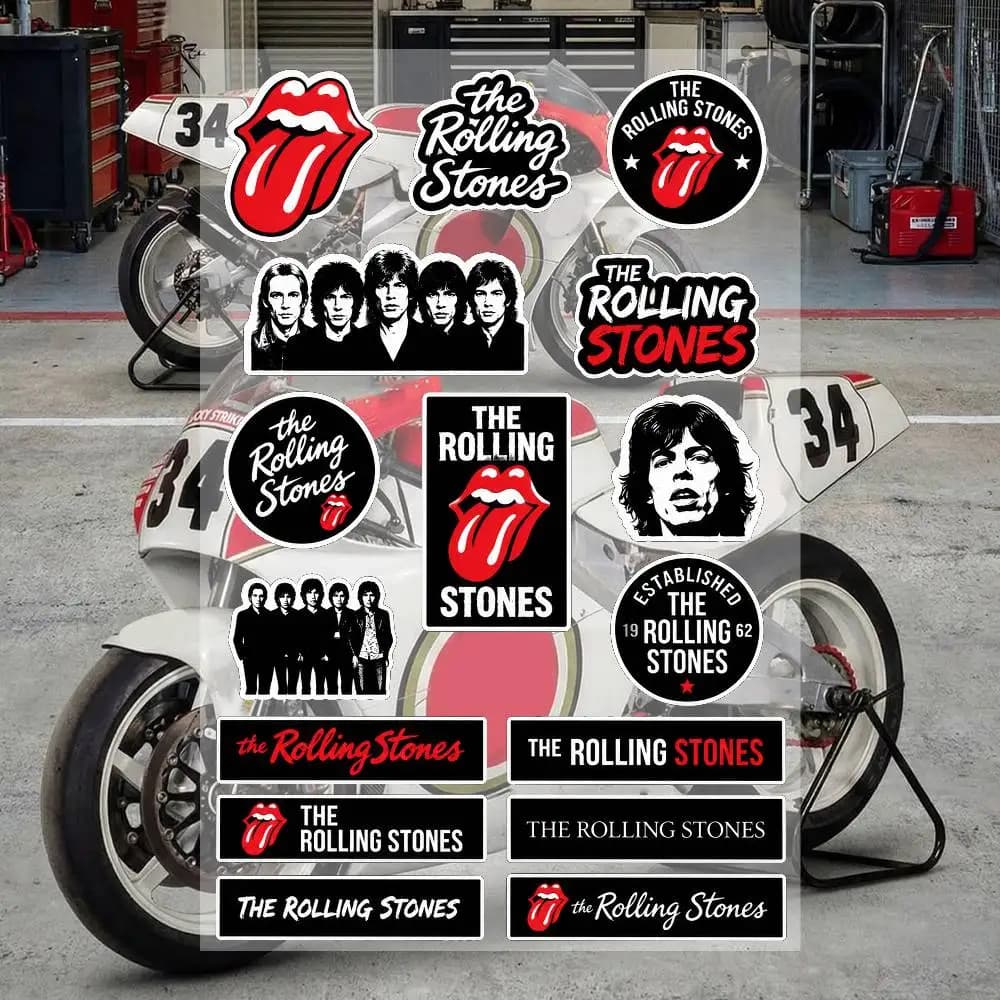 Autocollants en vinyle imperméables T-he Rolling S-T-oneS pour motos