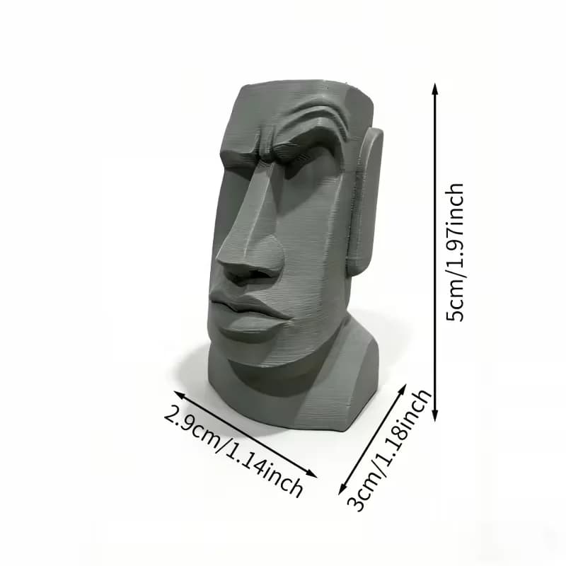 Statue Moaï qui fait hausser les sourcils - Avatar de l'île de Pâques, accrocheur regardant vers le haut avec la phrase « Are you serious? » Ornement de décoration de bureau emoji