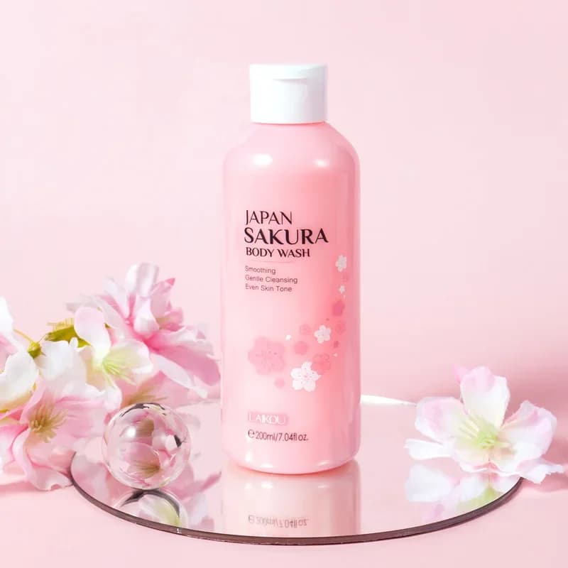 LAIKOU Sakura Gel douche longue hydratant lisse longue durée parfum mousse douce nettoyage du corps produit de bain 200ml