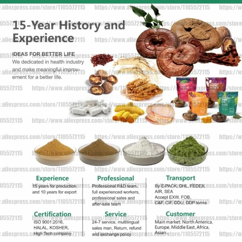 50g-1000g Vente Directe d'Origine 10 Variétés de Champignons Mélangés [Cordyceps, Cepes, Shiitake, Reishi, Crinière de Lion, Shiitake, Maitake, Queue de Dinde]