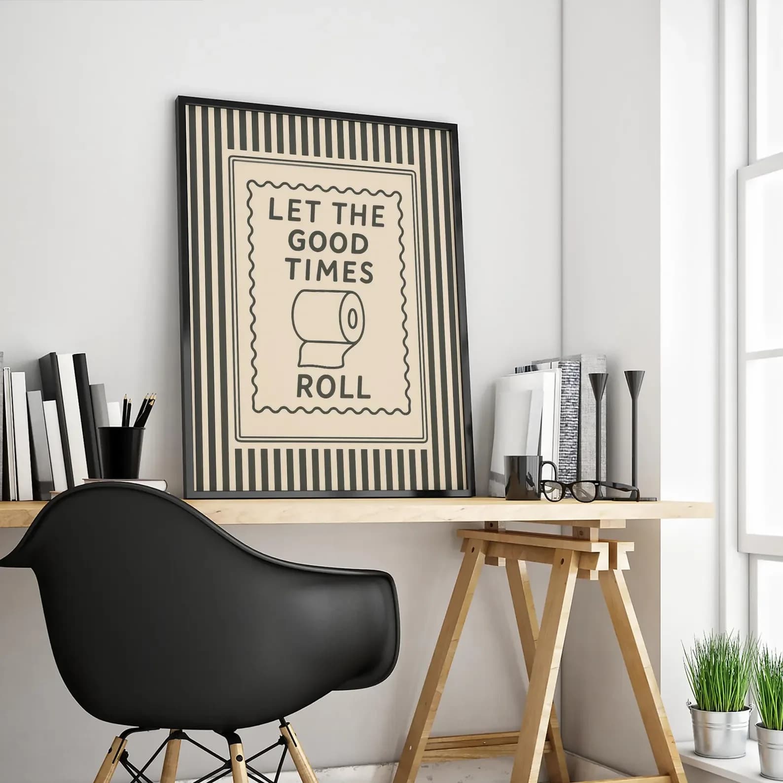 Laissez les bonnes fois roule drôle salle de bain mur Art décoratif Giclee impression sans cadre affiche idéale pour la décoration intérieure