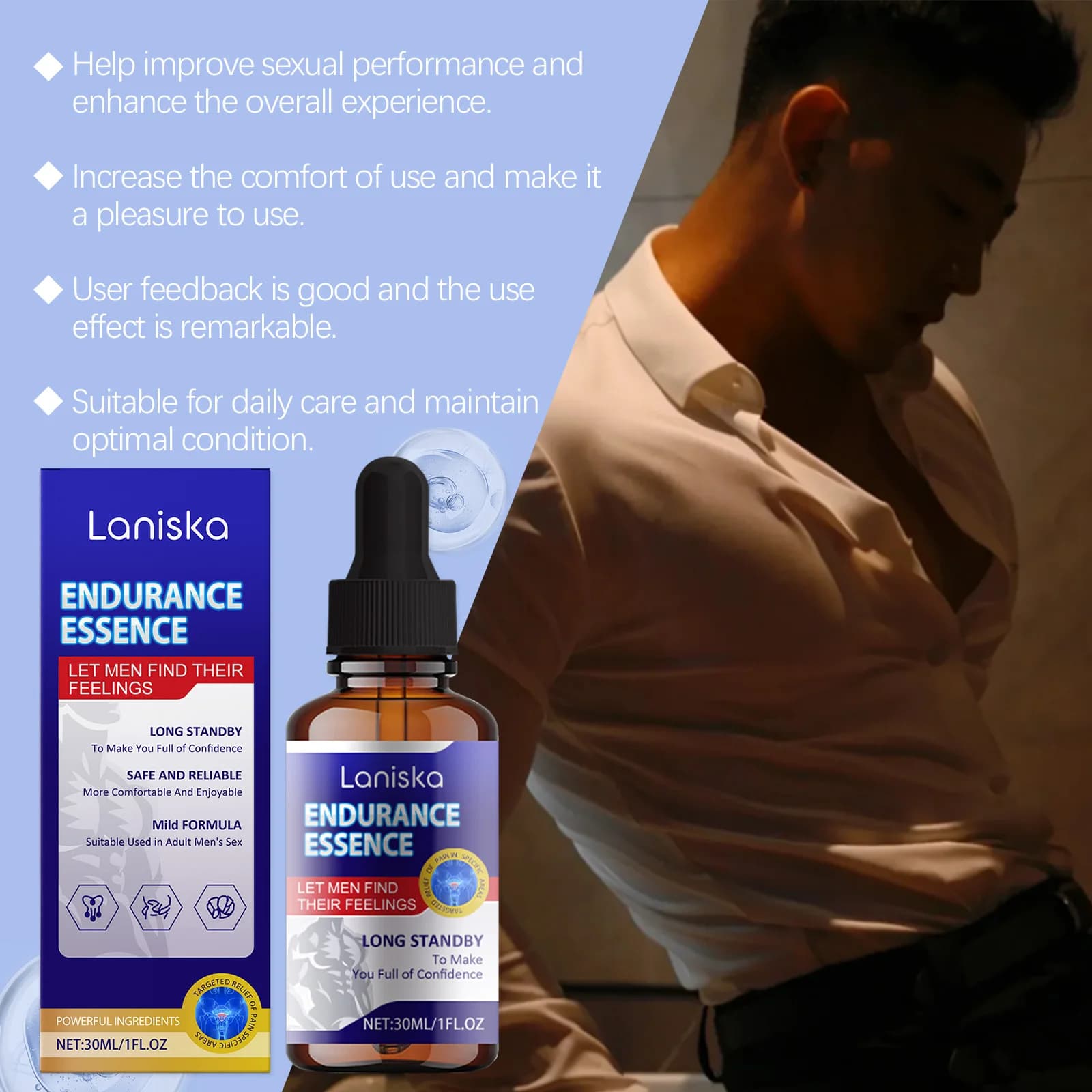 Essence de soin pour hommes, 30ml, améliore l'endurance, agrandissement du pénis, augmentation de la croissance XXL, retard sexuel, extension de l'endurance, huile d'amélioration masculine