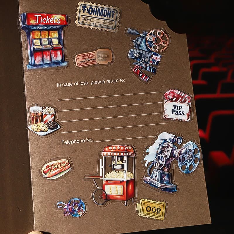 4 rouleaux de ruban adhésif Washi sur le thème du cinéma américain vintage, idéal pour le scrapbooking, l'emballage de cadeaux, la décoration de journaux et plus encore