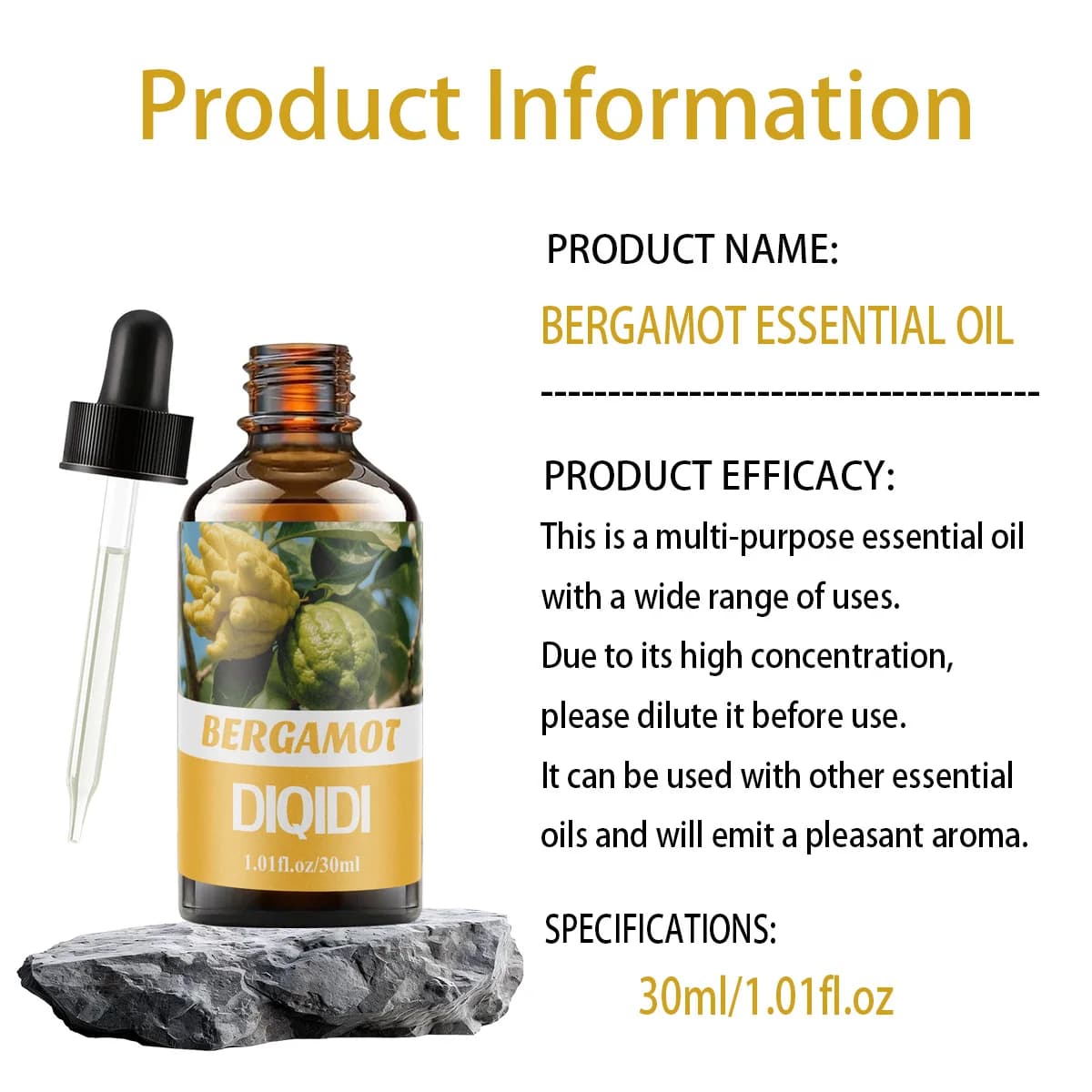 Huile essentielle de bergamote, huile essentielle composée de haute qualité, huile de parfum domestique, parfum longue durée, diffuseur, humidificateur,