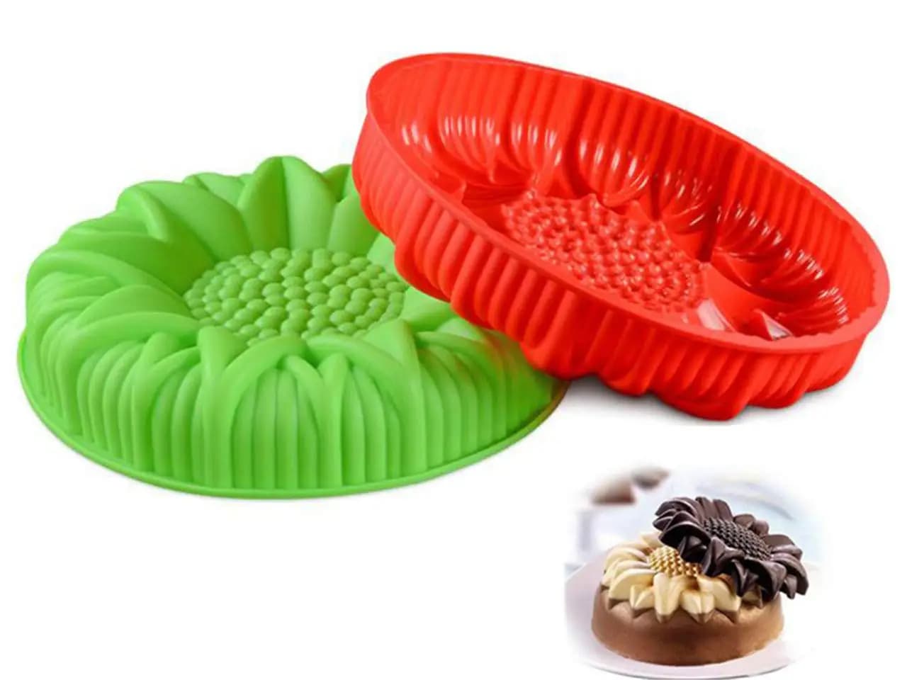 Moule à gâteau d'anniversaire tournesol de 9.8 pouces, moules de cuisson en Silicone, ustensiles de cuisson de gâteaux de fête pour votre dessert d'anniversaire, gâteau, pain, tarte