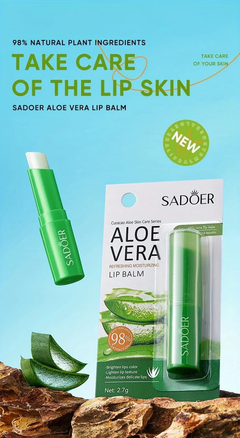 Baume à l'aloe vera pour les lèvres nourrissant, rafraîchissant, hydratant et hydratant, prévient les fissures et répare les lèvres douces et non irritantes