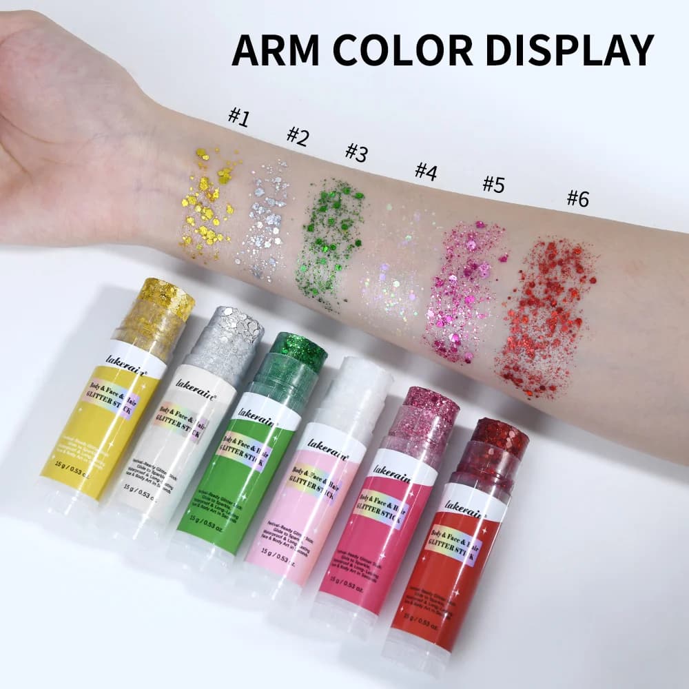 Stick scintillant pour le corps, imperméable, longue durée, non collant, lisse, paillettes riches et éblouissantes, pour le maquillage de festival et de fête