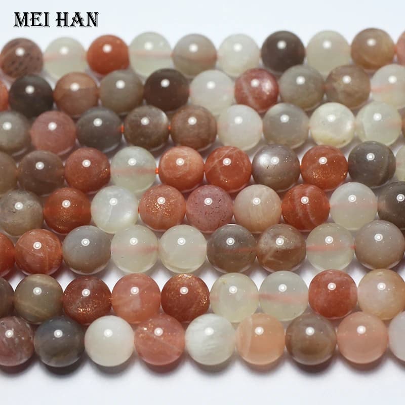 Perles rondes lisses en pierre de lune naturelle Meihan, couleurs mélangées, 6 mm, 8 mm, 10 mm, pierres précieuses pour la création de bijoux